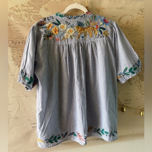 Johnny Was Indraa Puff Sleeve Effortless Blouse Size Medium - Picture 8 of 12